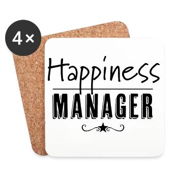 Happiness Manager - Untersetzer (4er-Set) - Weiß - Vorne
