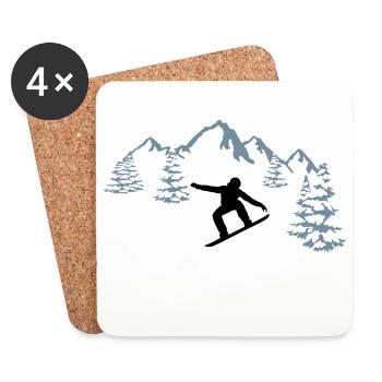 Snowboarder, Snowboarding, Snowboard - Coasters (set of 4) - white - Front