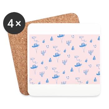 Cowboy-Print - Untersetzer (4er-Set) - Weiß - Vorne