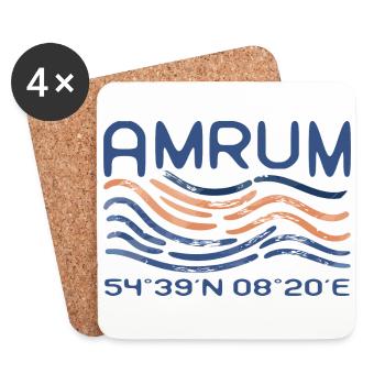Amrum North Sea Island Vacances Coordonnées GPS - Dessous de verre (lot de 4) - blanc - Devant