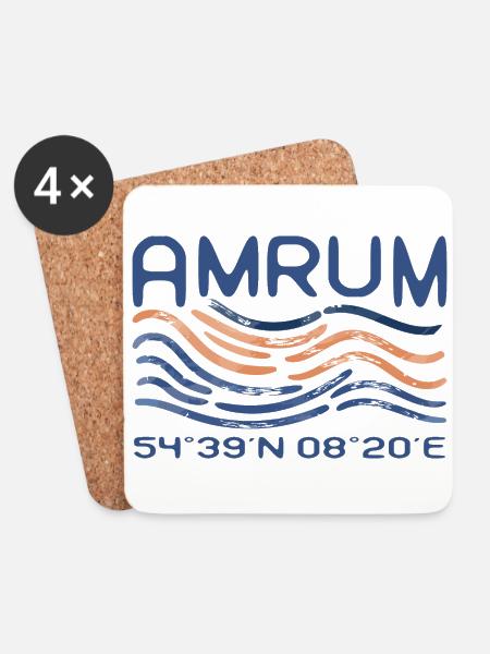 Amrum Nordsee Insel Urlaub GPS Koordinaten - Untersetzer (4er-Set) - Weiß