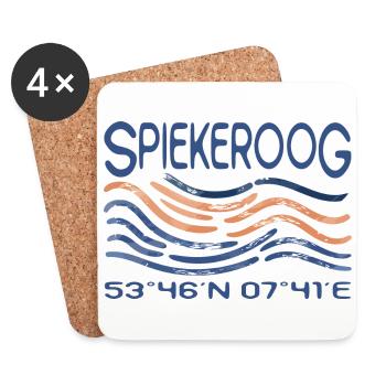 Spiekeroog North Sea Island GPS coordinates - Coasters (set of 4) - white - Front