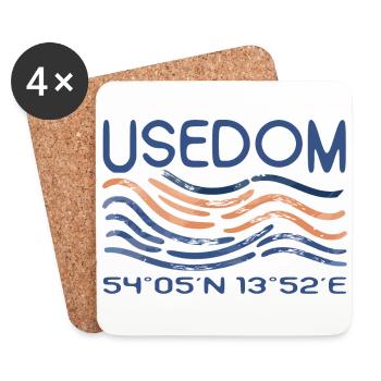 Coordonnées GPS de la mer Baltique Usedom Mer Baltique - Dessous de verre (lot de 4) - blanc - Devant