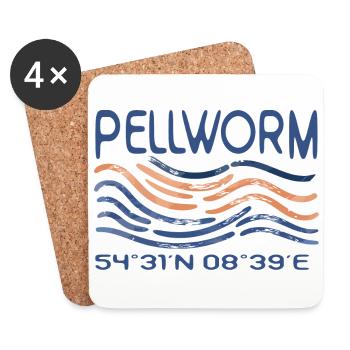 Pellworm Nordsee Insel GPS Koordinaten - Untersetzer (4er-Set) - Weiß - Vorne
