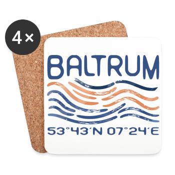 Baltrum GPS Koordinaten Nordsee Insel Meer - Untersetzer (4er-Set) - Weiß - Vorne