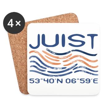 Juist GPS Koordinaten Nordsee Insel Meer - Untersetzer (4er-Set) - Weiß - Vorne