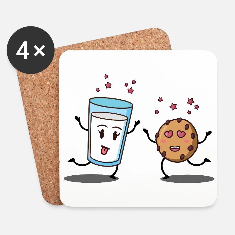 Keks und ein Glas Milch - Untersetzer (4er-Set) - Weiß