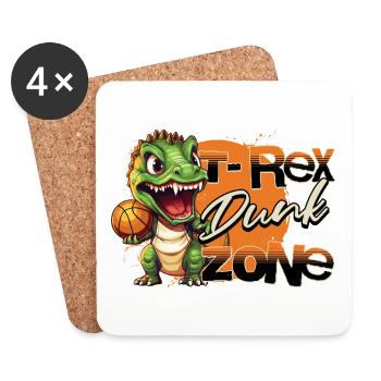 Basketball Dino T-Rex Dunk Zone Player Sports - Dessous de verre (lot de 4) - blanc - Devant