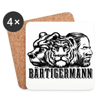 Bärtiger Mann, Bär Tiger Mann, Vater, Papa - Untersetzer (4er-Set) - Weiß - Vorne