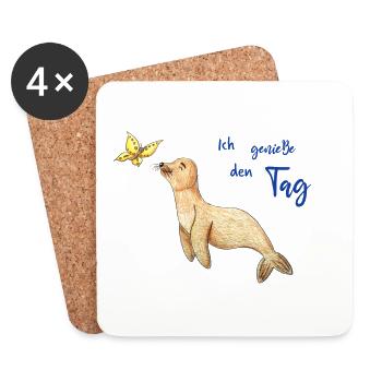 Genießer Seehund - Untersetzer (4er-Set) - Weiß - Vorne