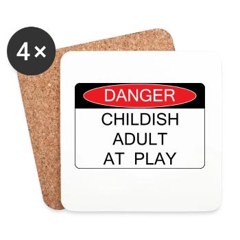 Childish adult at play - Coasters (set of 4) - white - Front