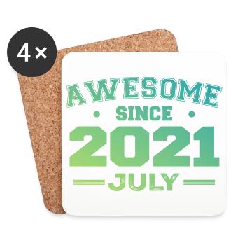 Juillet 2021 Fête Anniversaire Juillet 2021 Rétro - Dessous de verre (lot de 4) - blanc - Devant