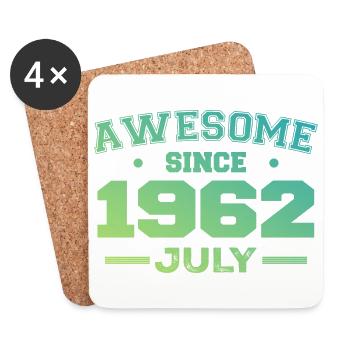 July 1962 Birthday Party July 1962 Retro - Coasters (set of 4) - white - Front