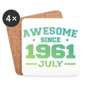 July 1961 Birthday Party July 1961 Retro - Coasters (set of 4) - white - Front