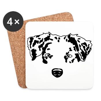 minimal Australian Shepherd Aussie dog - Coasters (set of 4) - white - Front