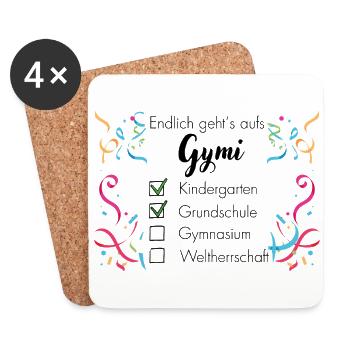 Gymnasium und Weltherrschaft - Untersetzer (4er-Set) - Weiß - Vorne