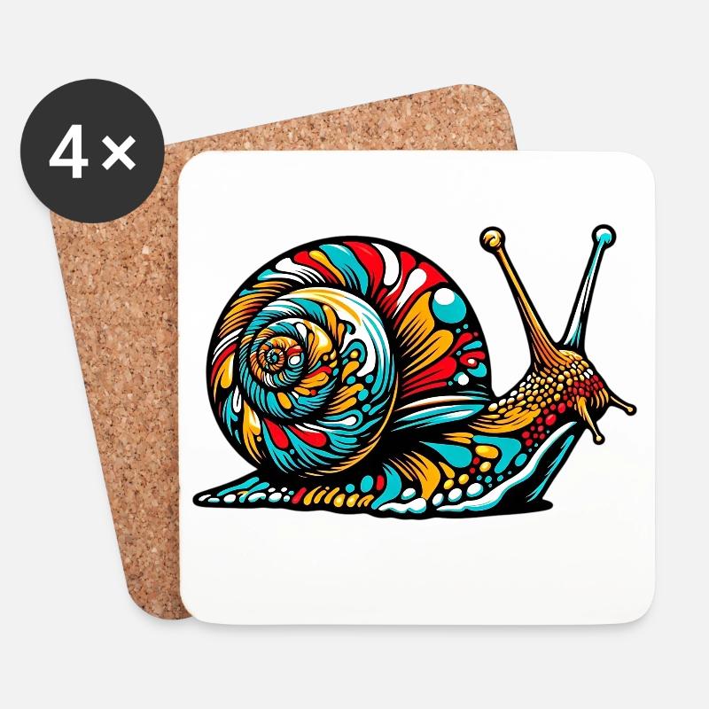 Schnecke - Untersetzer (4er-Set) - Weiß