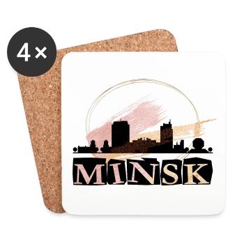 Minsk Belarus Stadt Skyline Heimat Liebe Gold - Untersetzer (4er-Set) - Weiß - Vorne
