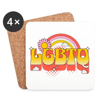 LGBTQ Arc-en-ciel Coloré Amour Fierté Gay - Dessous de verre (lot de 4) - blanc - Devant