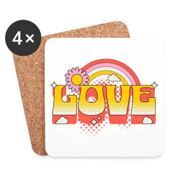 Love Scripture Flower Rainbow Clouds Art - Coasters (set of 4) - white - Front