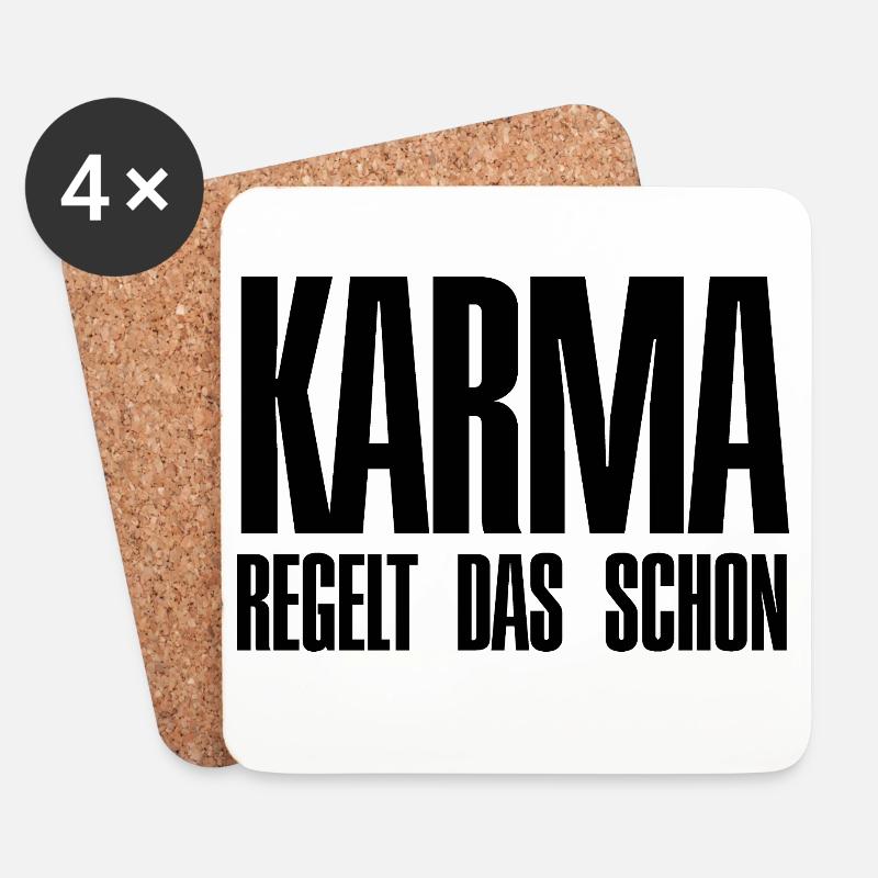 Karma regelt das schon - Untersetzer (4er-Set) - Weiß