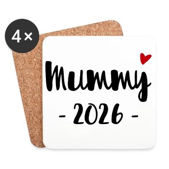 Mummy 2026 Design für werdende Mütter - Untersetzer (4er-Set) - Weiß - Vorne