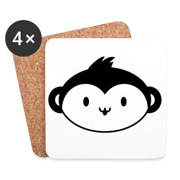 Monkey Queen – Crown Jungle Animal Motif Funny - Coasters (set of 4) - white - Front