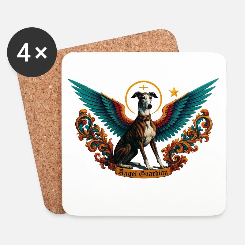 Ángel Guardián Nr5 Engelwächter-Hund - Untersetzer (4er-Set) - Weiß