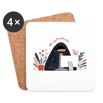 Funny Office Quote – IDK I Just Work Here Design - Coasters (set of 4) - white - Front