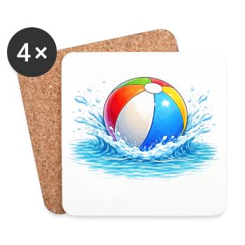 Colorful water polo in the sea - Coasters (set of 4) - white - Front