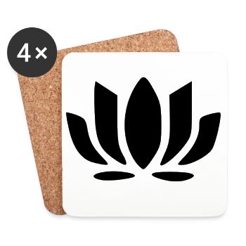 Lotusblume Lotusblüte Blumen Symbole schwarz - Untersetzer (4er-Set) - Weiß - Vorne