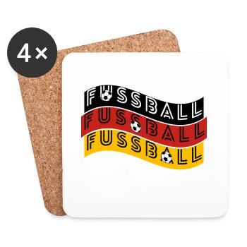 Fussball Wellenflagge für dein Fußballtriko/Party - Untersetzer (4er-Set) - Weiß - Vorne