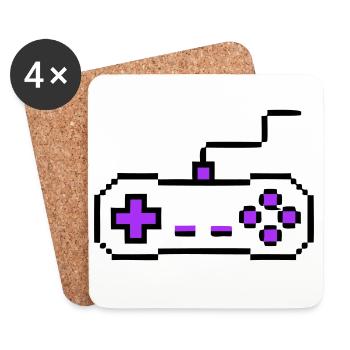 Retro Gamepad Controller Zocker - Untersetzer (4er-Set) - Weiß - Vorne