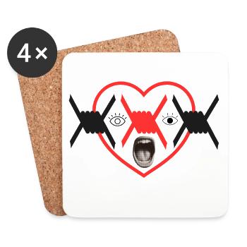 Barbed Heart Scream Graphic - Coasters (set of 4) - white - Front