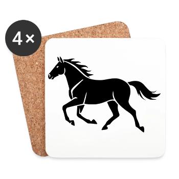 Black Horse Silhouette Gift Rider - Coasters (set of 4) - white - Front