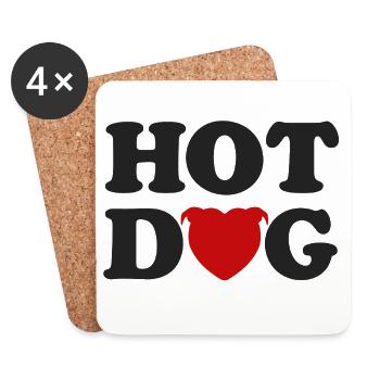 Herzkopf-Hotdog - 031 - Untersetzer (4er-Set) - Weiß - Vorne