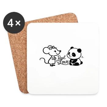 Real Love Mäuse Panda Duo - Untersetzer (4er-Set) - Weiß - Vorne