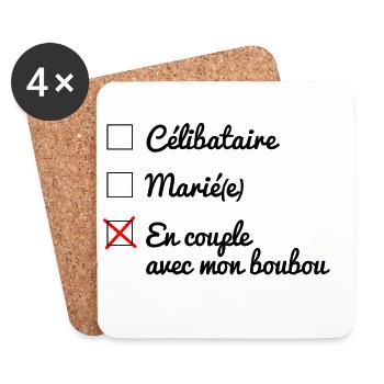 Statut matrimoniale boubou - 07 - Dessous de verre (lot de 4) - blanc - Devant