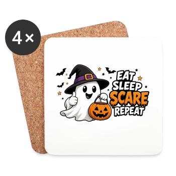 Halloween eat, sleep, scare, repeat - Coasters (set of 4) - white - Front