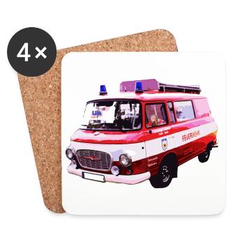 Barkas B1000 Feuerwehr - Untersetzer (4er-Set) - Weiß - Vorne