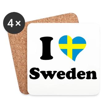 I love Sweden - Coasters (set of 4) - white - Front