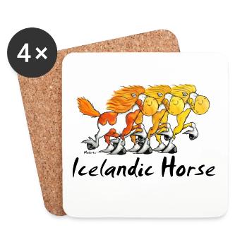 Three Funny Icelandic Horses - Coasters (set of 4) - white - Front