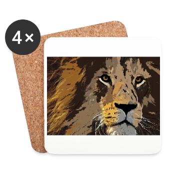 Lion - Dessous de verre (lot de 4) - blanc - Devant