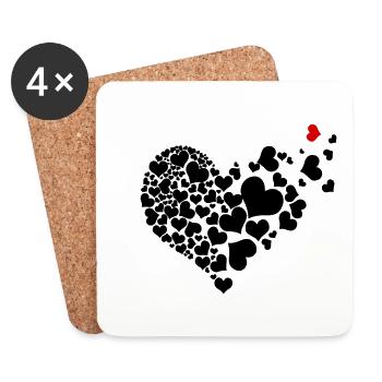 Coeur de coeur - Dessous de verre (lot de 4) - blanc - Devant