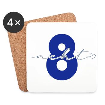 8 year eight calligraphy number 8. birthday - Coasters (set of 4) - white - Front