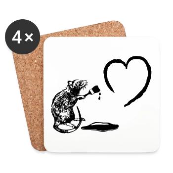 Brush Artist Rat - Coasters (set of 4) - white - Front