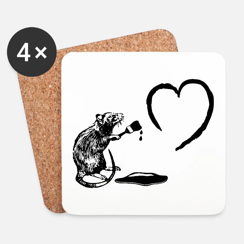 Pinsel Künstler Ratte - Untersetzer (4er-Set) - Weiß