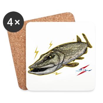 Brochet Sauvage - Dessous de verre (lot de 4) - blanc - Devant