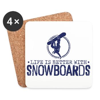 Snowboard Snowboarding Snowboard Holiday Snowboarder - Coasters (set of 4) - white - Front