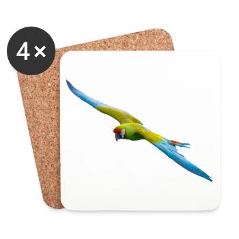 Parrot, Little Soldier's Macaw Flying, Natural - Coasters (set of 4) - white - Front